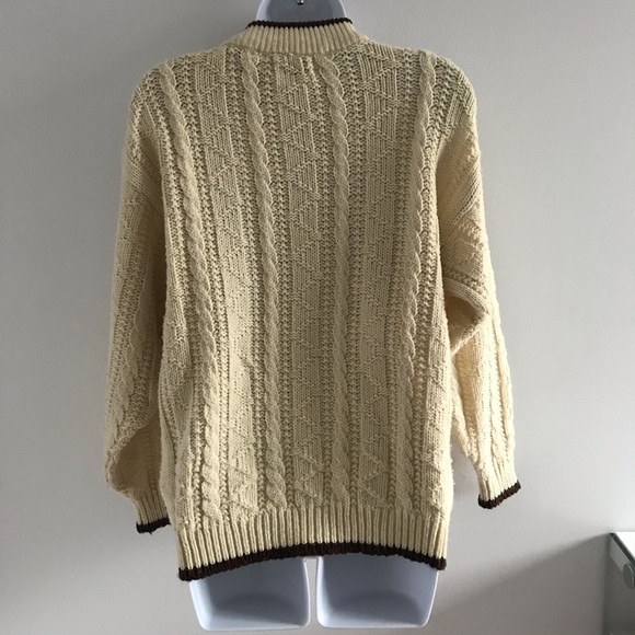 Jeff Laurent Cream and Brown Knitted Winter Sweater Vintage 90’s Y2K - Picture 14 of 16